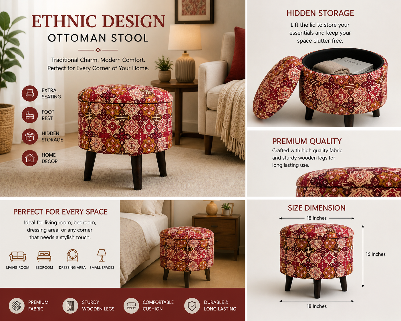 Ethnic Designer Ottoman Stool