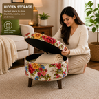 Floral Storage Ottoman Stool with Hidden Storage Seat