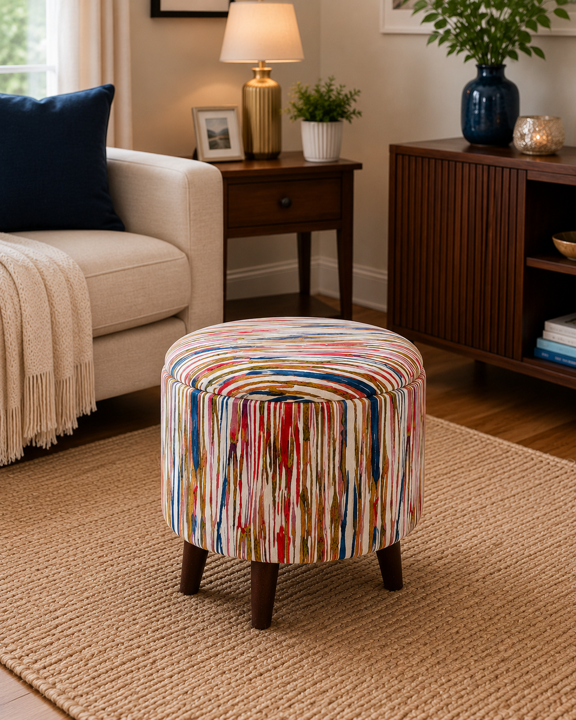 Modern Multicolor Designer Ottoman Stool for Living Room & Kids Seating