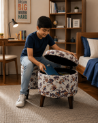Floral Printed Storage Ottoman Stool