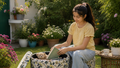 Premium Floral Printed Ottoman Stool with Wooden Legs Seating Stool