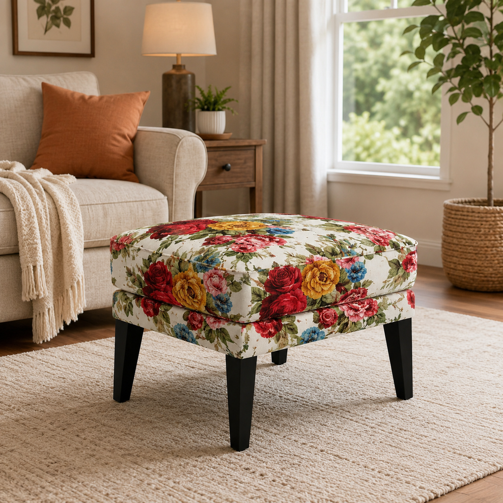 Designer Floral Ottoman Stool
