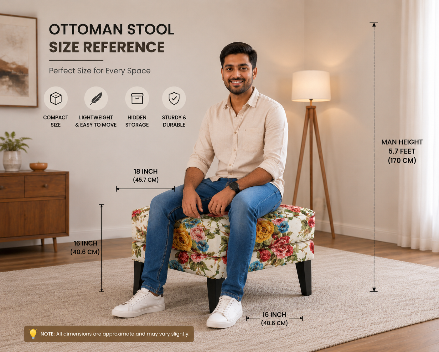Designer Floral Ottoman Stool